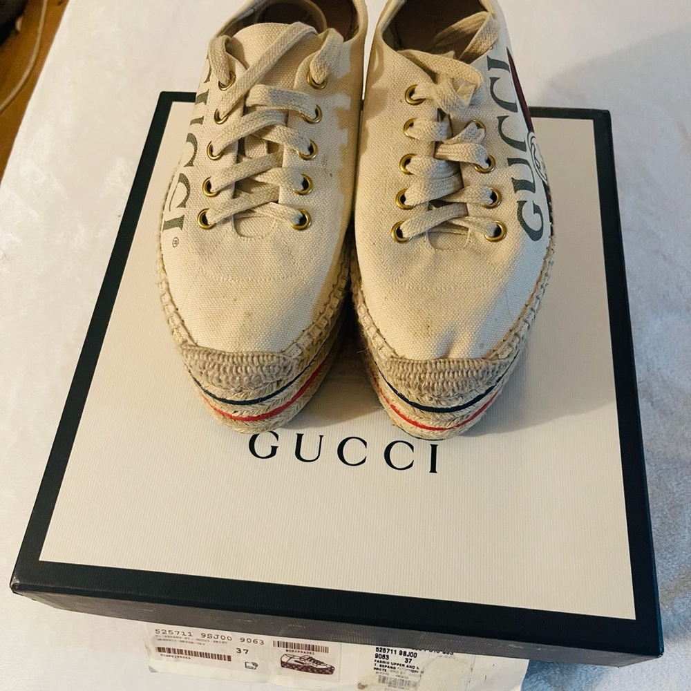 Gucci Cream Espadrille Sneakers